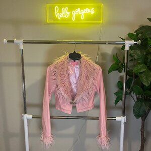 Sugar Thrillz Vegan Leather Jacket w/ Fur - Size Small